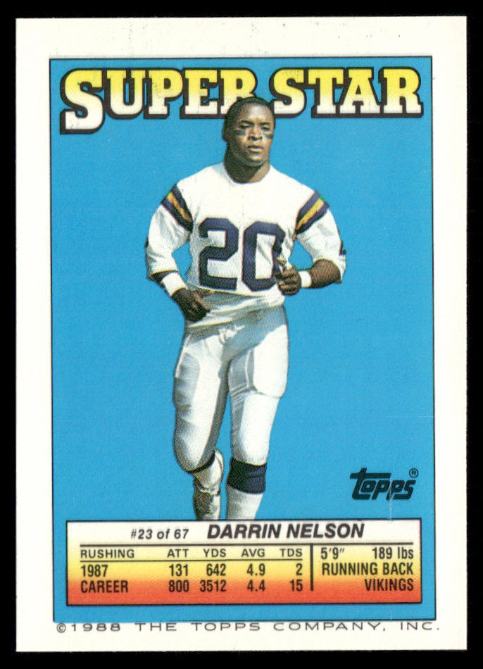 Eric Dickerson 1988 Topps Stickers #217b Darrin Nelson 23 Back Colts