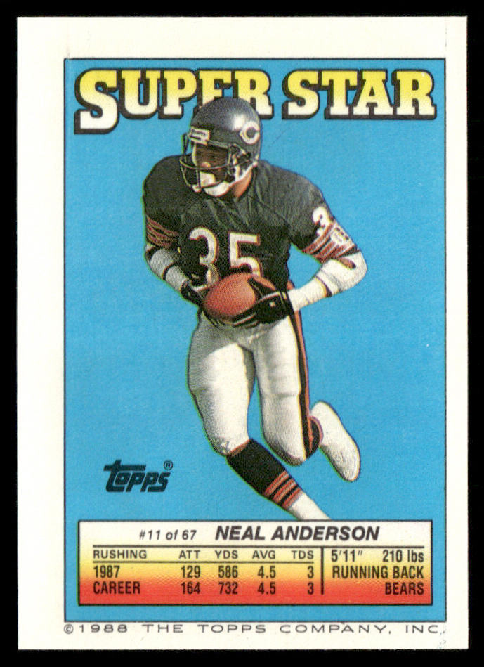 Al Smith 1988 Topps Stickers #238b Neal Anderson 11 Back Houston Oilers
