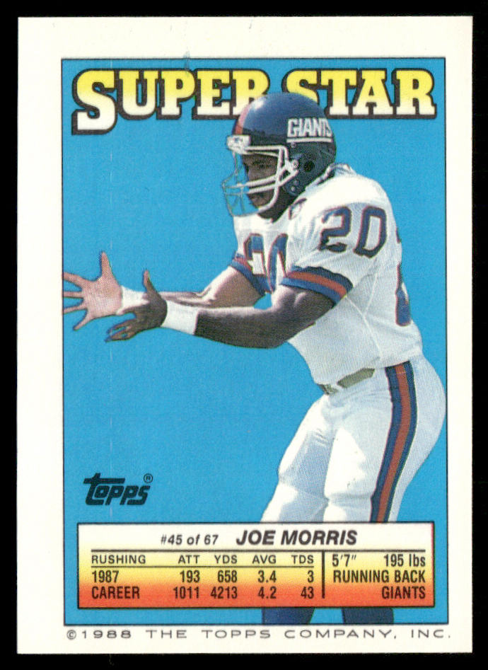 Curt Warner 1988 Topps Stickers #264d Joe Morris 45 Back Seattle Seahawks