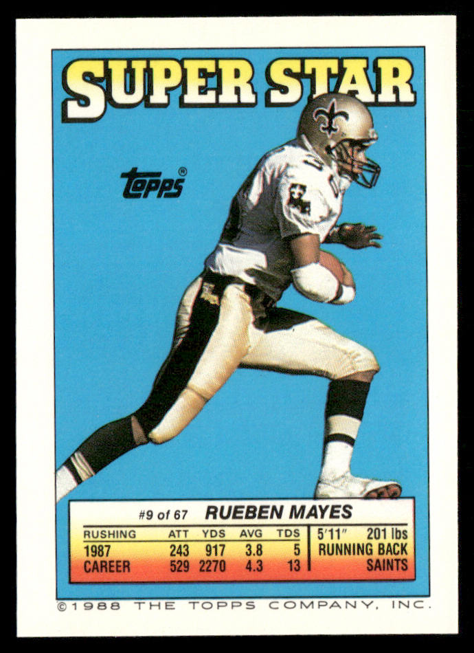 Fredd Young 1988 Topps Stickers #272a Rueben Mayes 9 back Seattle Seahawks