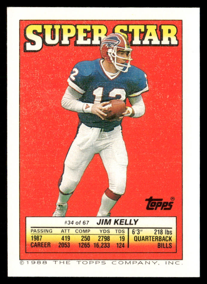 Carl Banks / Slater AP, FOIL 1988 Topps Stickers #132 / 152 Jim Kelly 34 Back