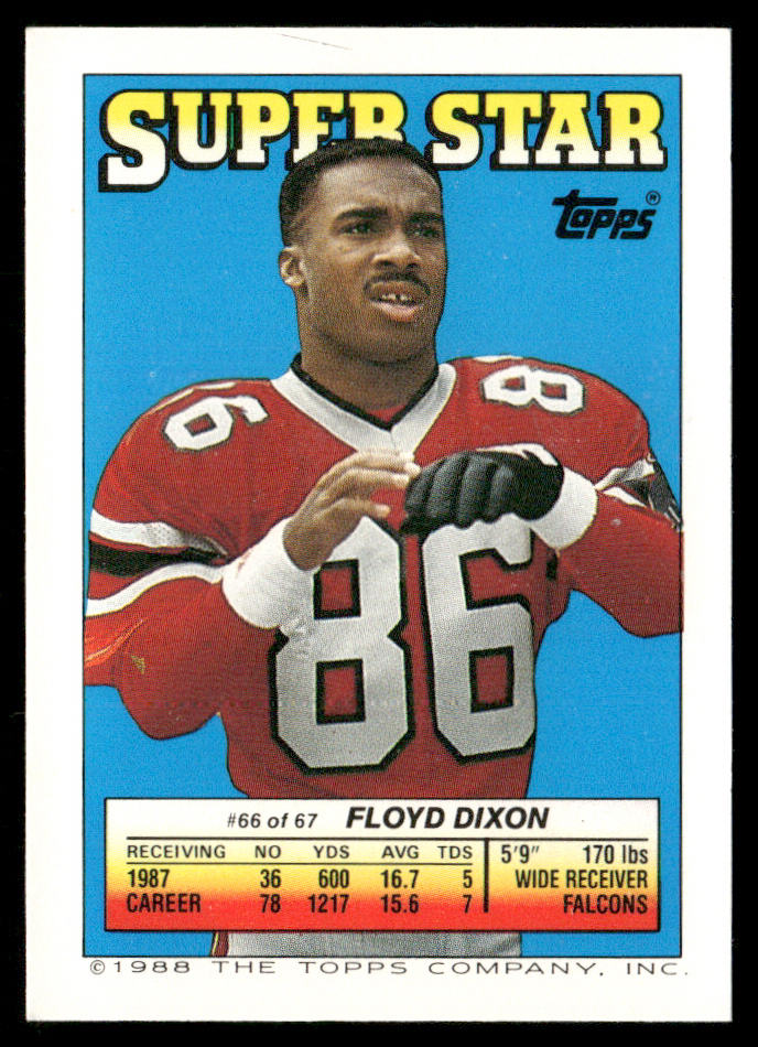 Browner / Bavaro AP, FOIL 1988 Topps Stickers #133 / 145 Flyod Dixon 66 Back