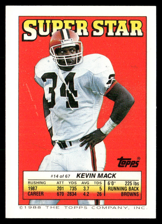 Browner / Mark Bavaro AP, FOIL 1988 Topps Stickers #133 / 145 Kevin Mack 14 back