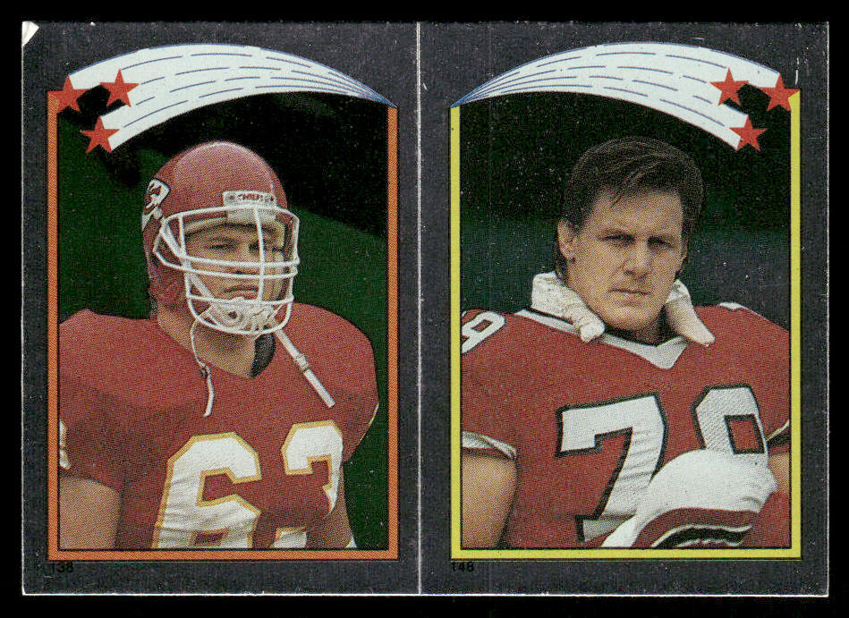 Bill Maas / Bill Fralic AP, FOIL 1988 Topps Stickers #138 / 148 Pete Mandley 64