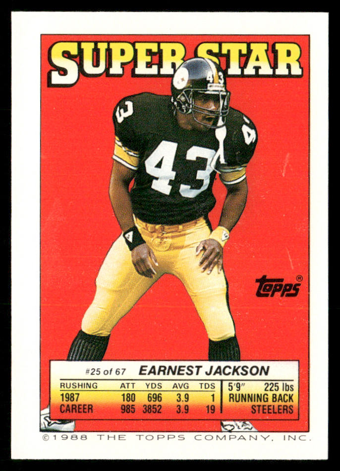 Tippett / Dickerson AP, FOIL 1988 Topps Stickers #141 / 146 Earnest Jackson 25