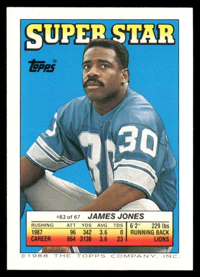 Fredd Young / Andersen AP, FOIL 1988 Topps Stickers #143 / 144 James Jones 63