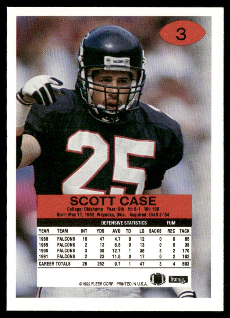 Scott Case 1992 Fleer #3 Atlanta Falcons