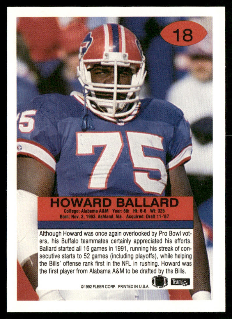 Howard Ballard 1992 Fleer #18 Buffalo Bills