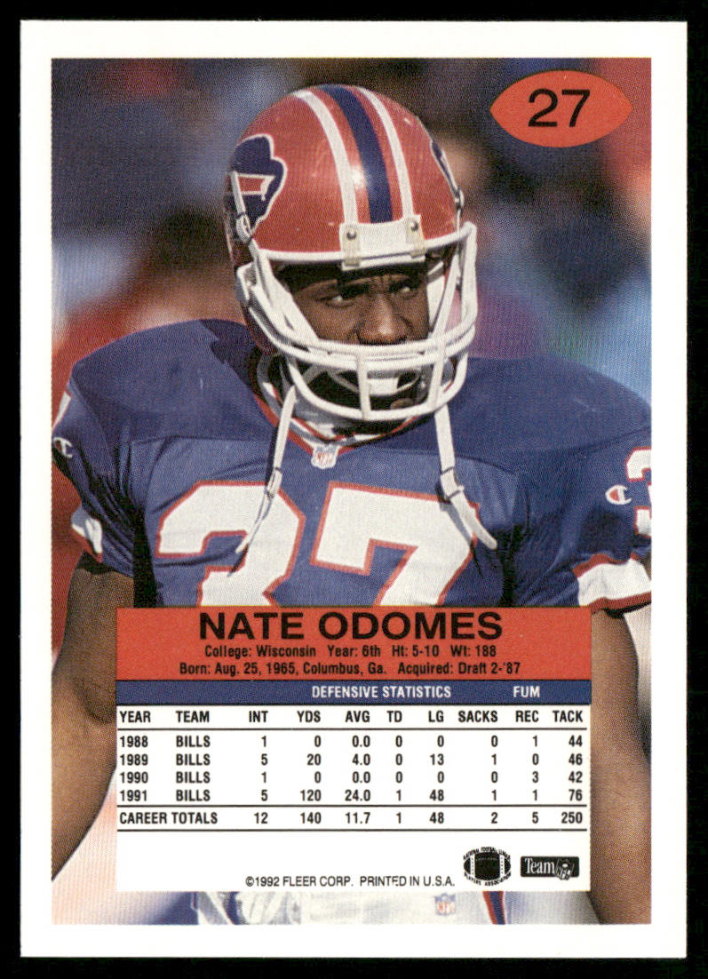 Nate Odomes 1992 Fleer #27 Buffalo Bills