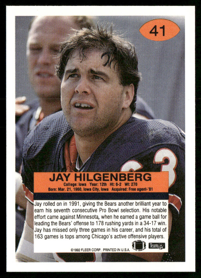 Jay Hilgenberg 1992 Fleer #41 Chicago Bears