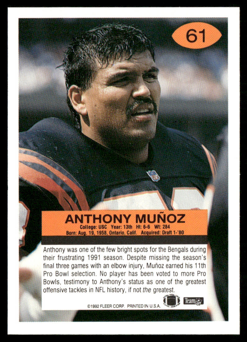 Anthony Muñoz 1992 Fleer #61 Cincinnati Bengals