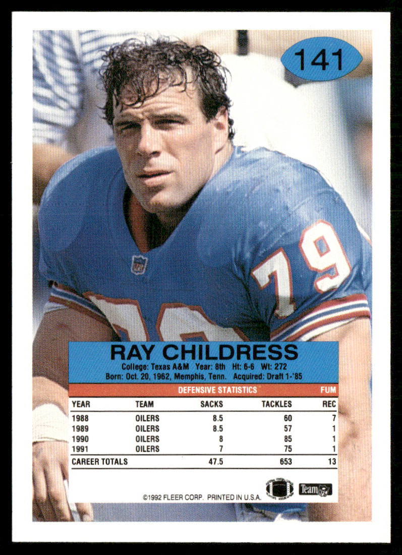 Ray Childress 1992 Fleer #141 Houston Oilers