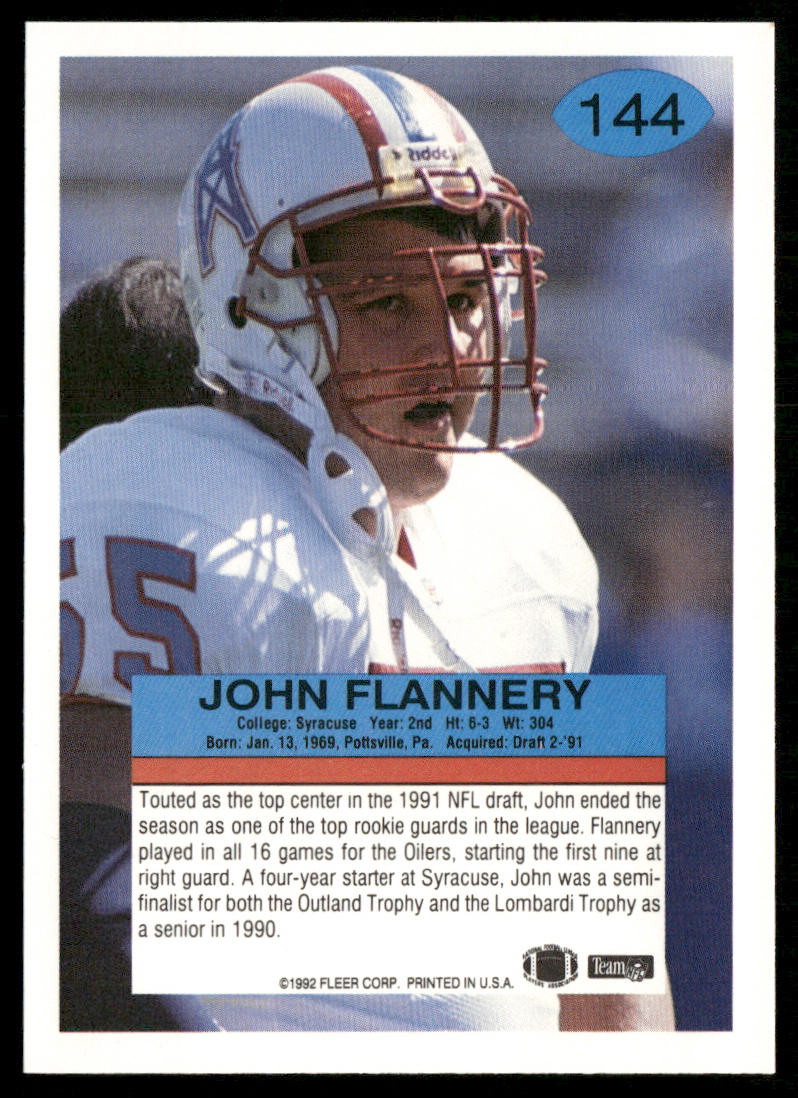 John Flannery 1992 Fleer #144 Houston Oilers