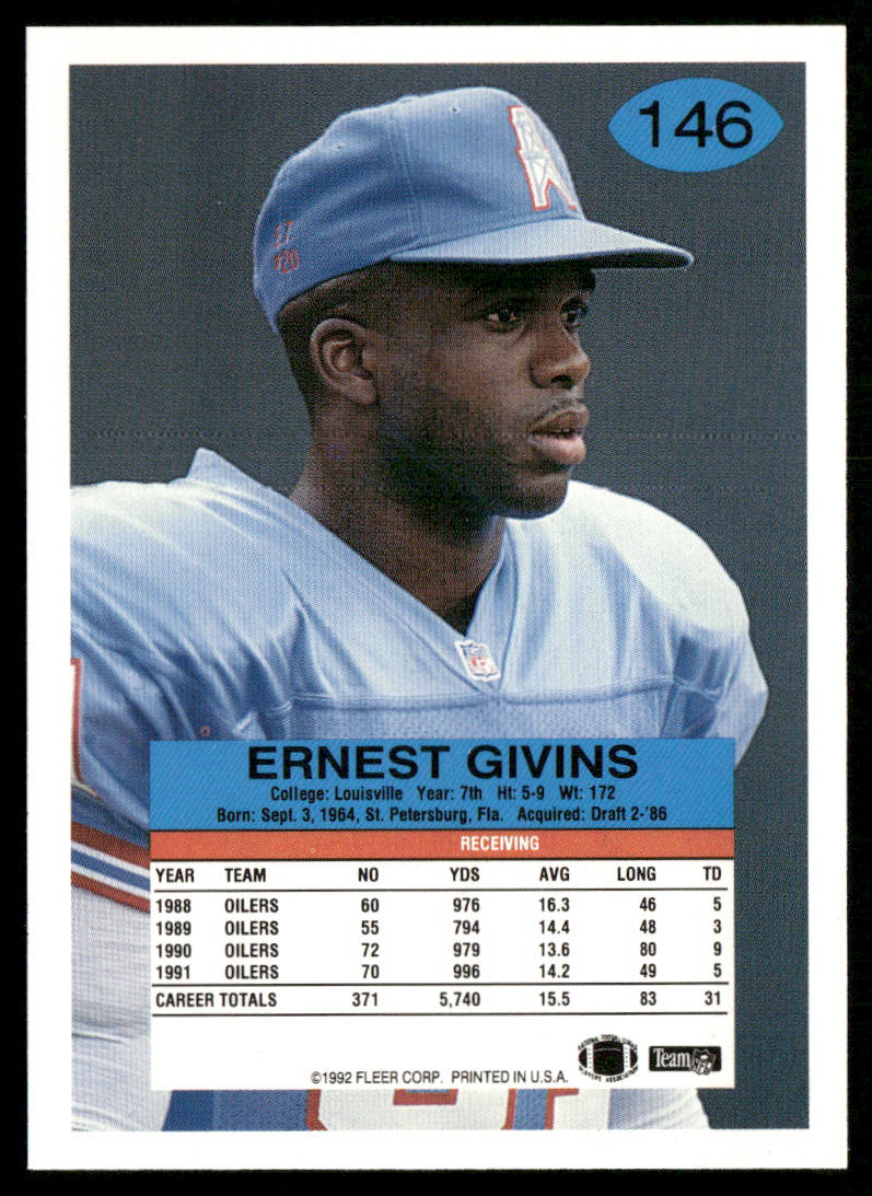 Ernest Givins 1992 Fleer #146 Houston Oilers