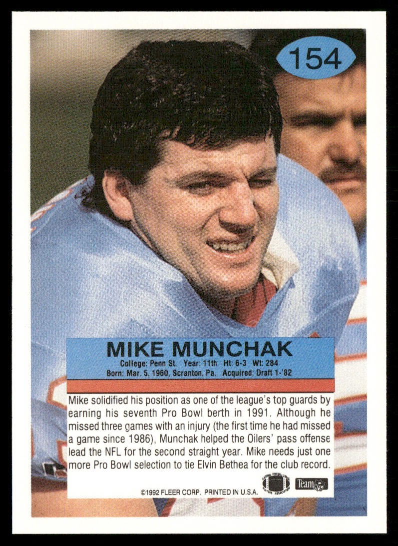 Mike Munchak 1992 Fleer #154 Houston Oilers