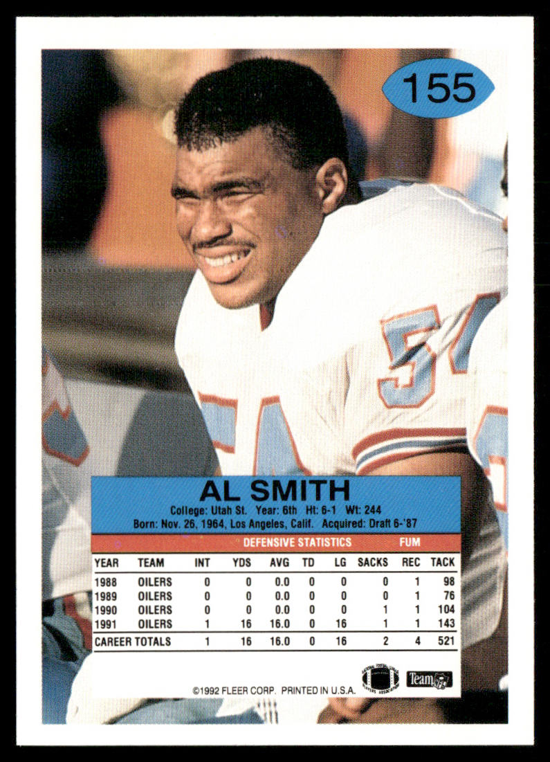 Al Smith 1992 Fleer #155 Houston Oilers