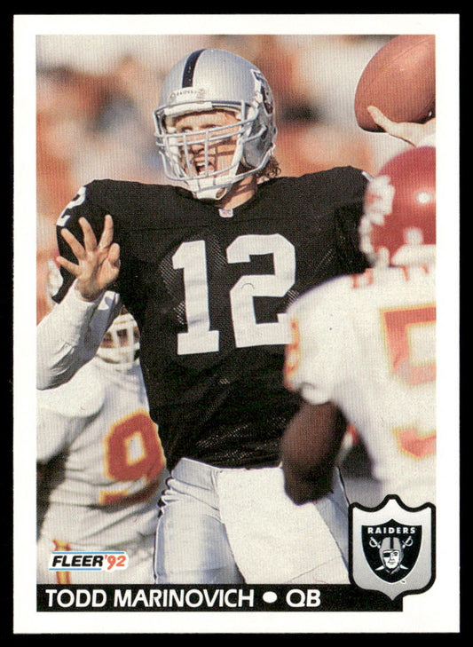 Todd Marinovich 1992 Fleer #201 Los Angeles Raiders