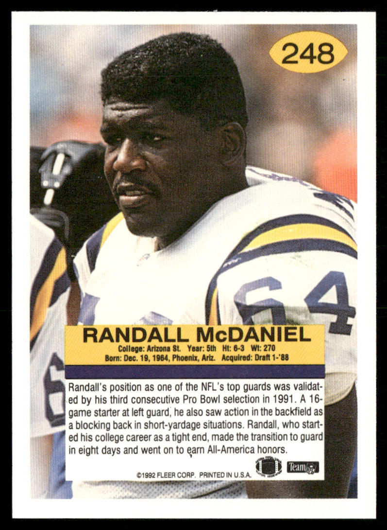 Randall McDaniel 1992 Fleer #248 Minnesota Vikings