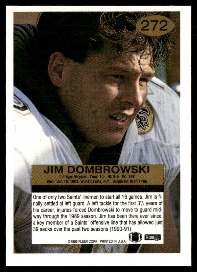 Jim Dombrowski 1992 Fleer #272 New Orleans Saints