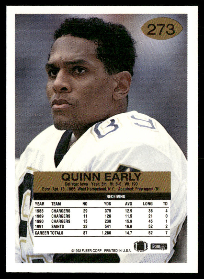 Quinn Early 1992 Fleer #273 New Orleans Saints