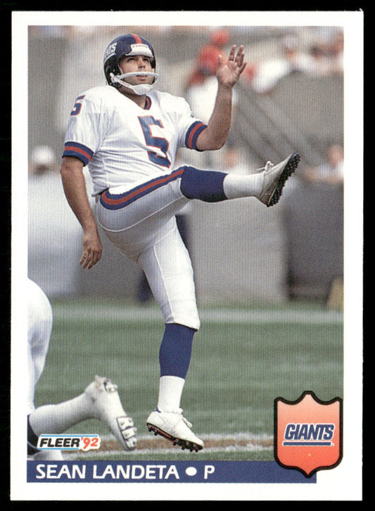 Sean Landeta 1992 Fleer #296 New York Giants