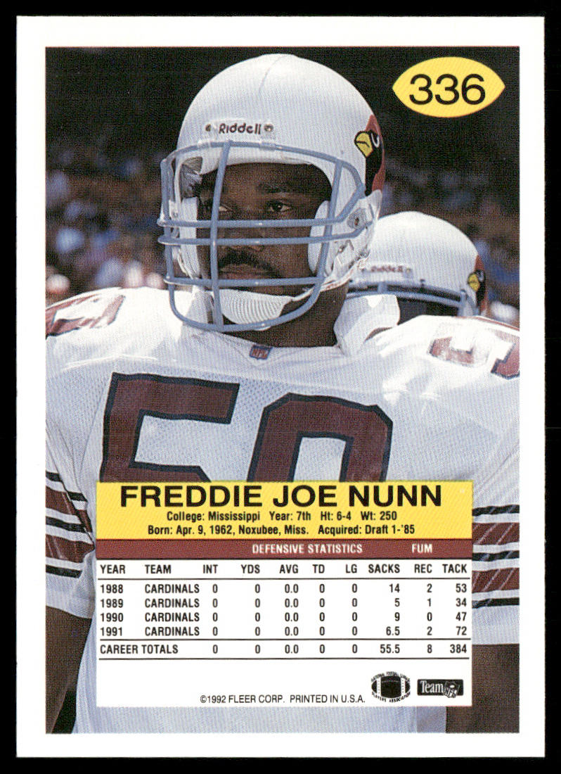 Freddie Joe Nunn 1992 Fleer #336 Phoenix Cardinals