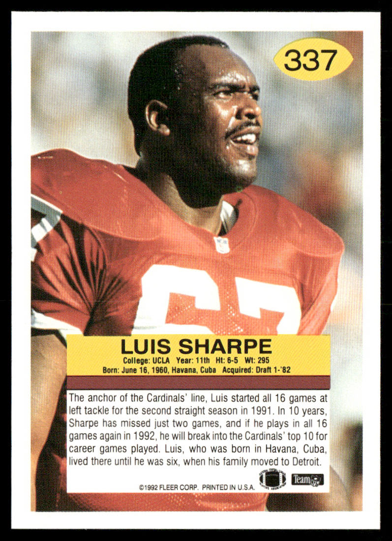 Luis Sharpe 1992 Fleer #337 Phoenix Cardinals