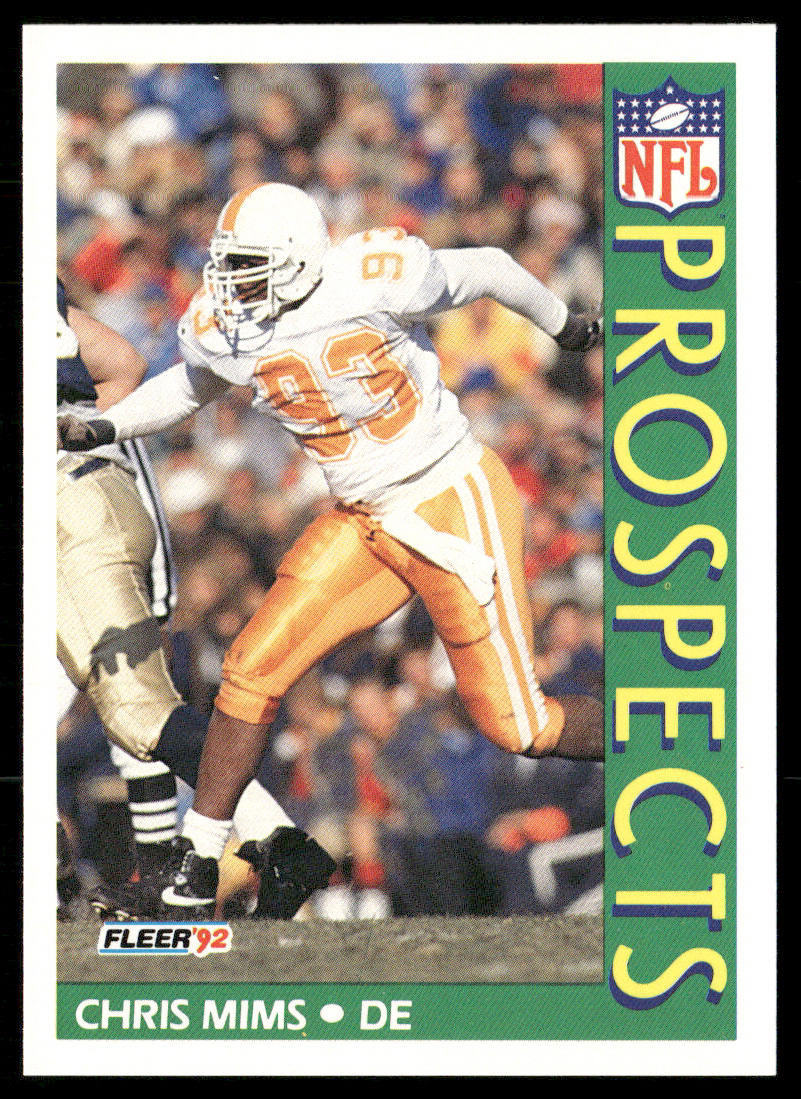 Chris Mims 1992 Fleer #443 RC Tennessee Volunteers