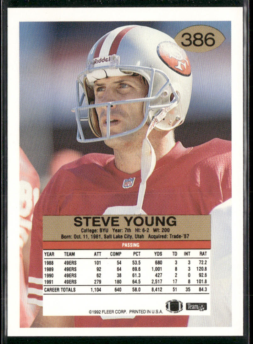 Steve Young 1992 Fleer #386 San Francisco 49ers