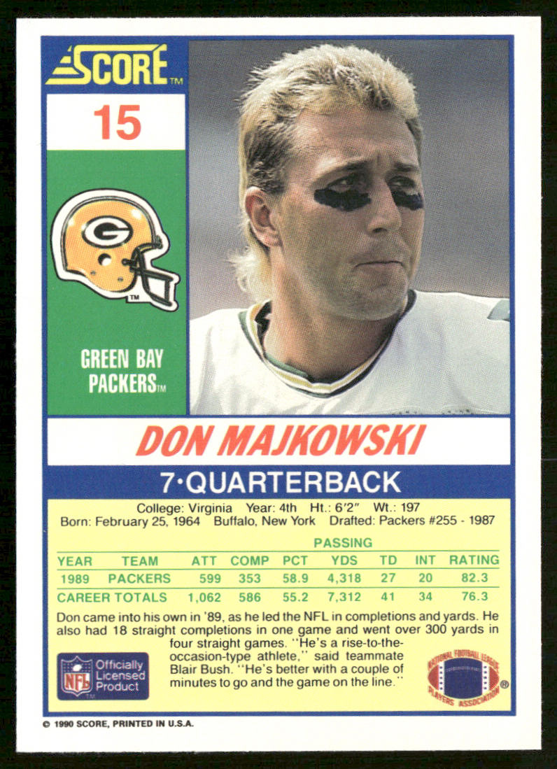 Don Majkowski 1990 Score #15 Green Bay Packers