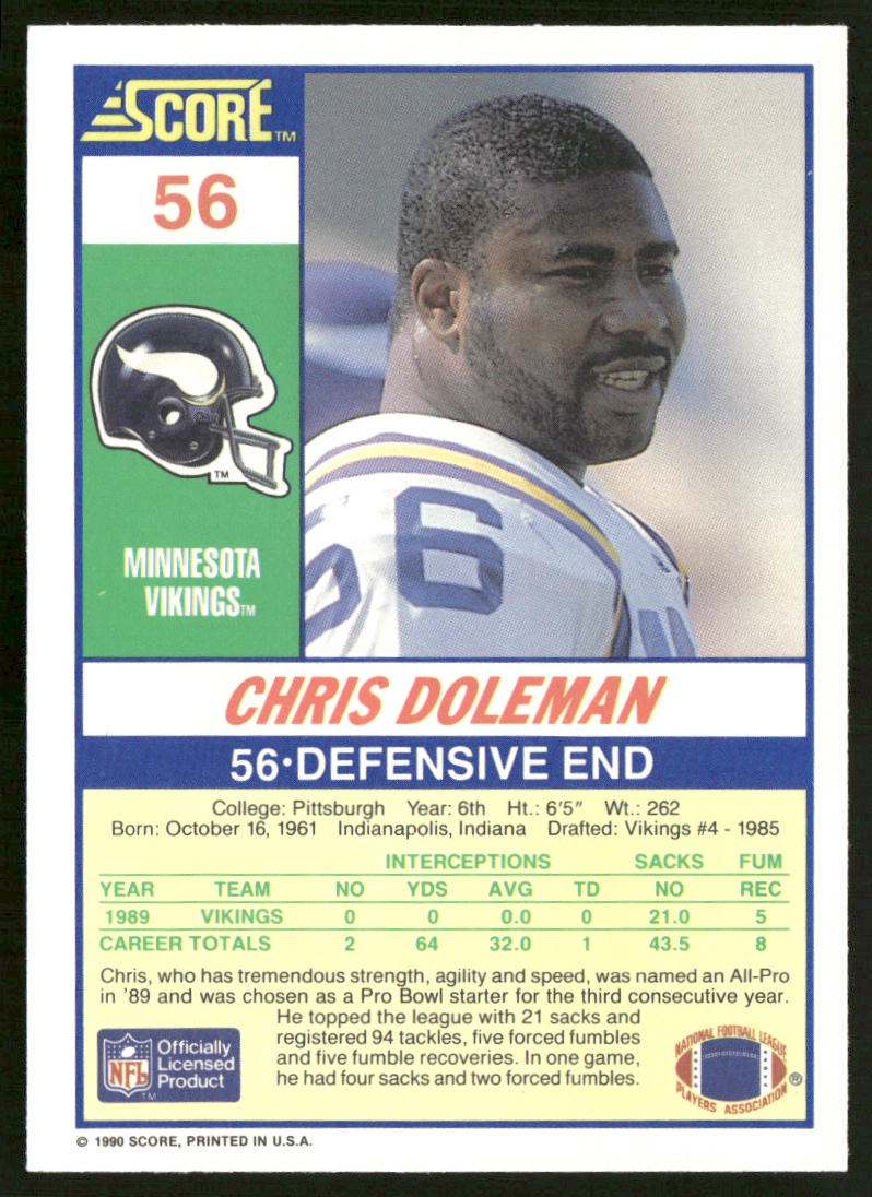 Chris Doleman 1990 Score #56 Minnesota Vikings