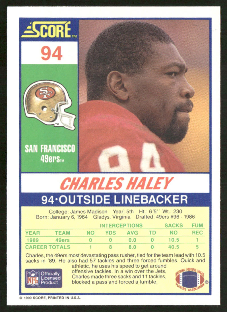 Charles Haley 1990 Score #94 San Francisco 49ers