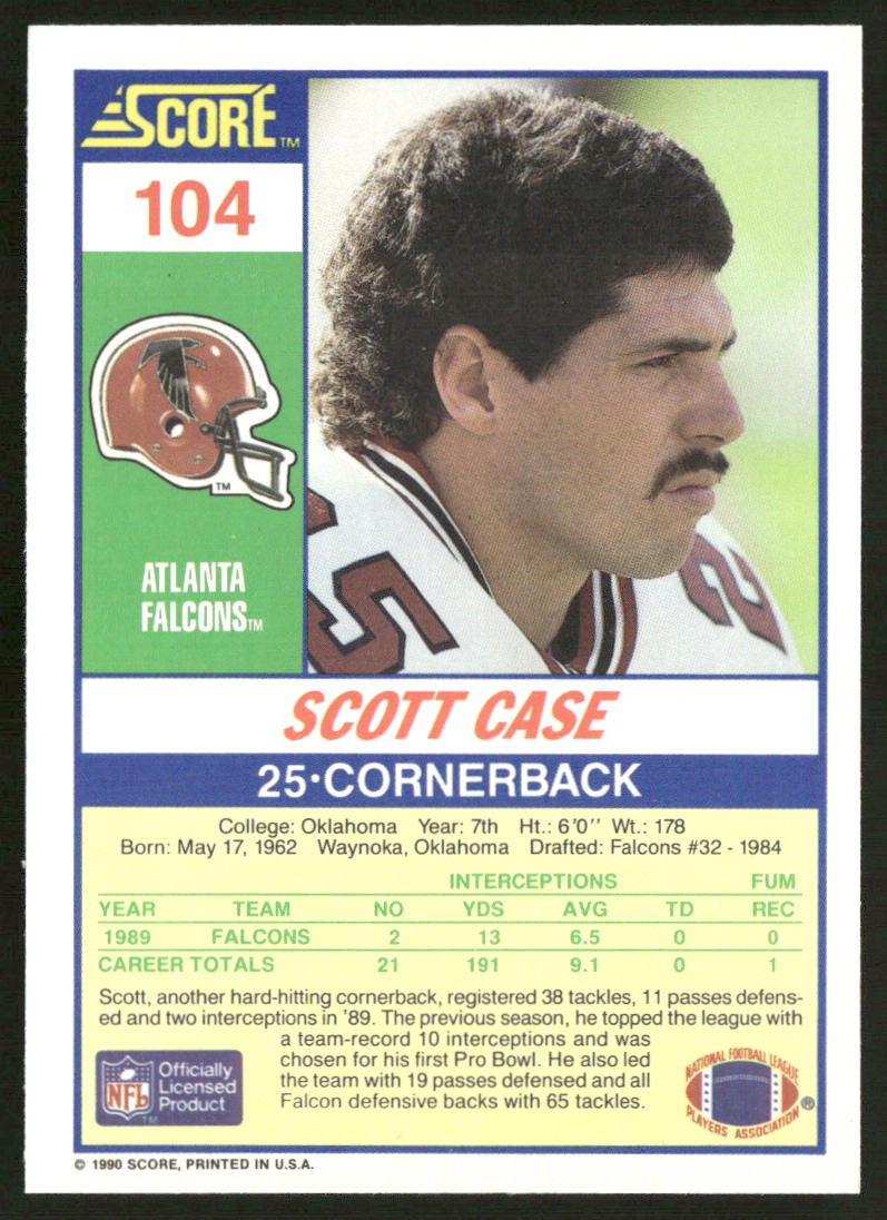 Scott Case 1990 Score #104 Atlanta Falcons