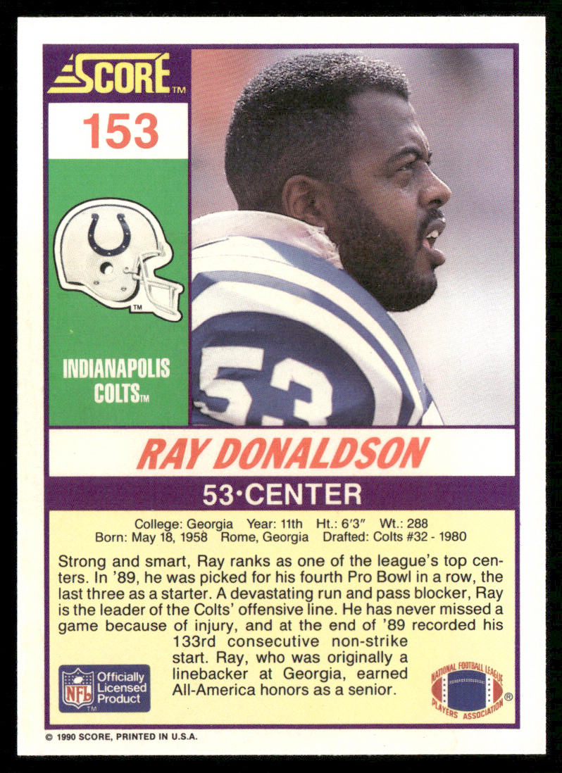 Ray Donaldson 1990 Score #153 Indianapolis Colts