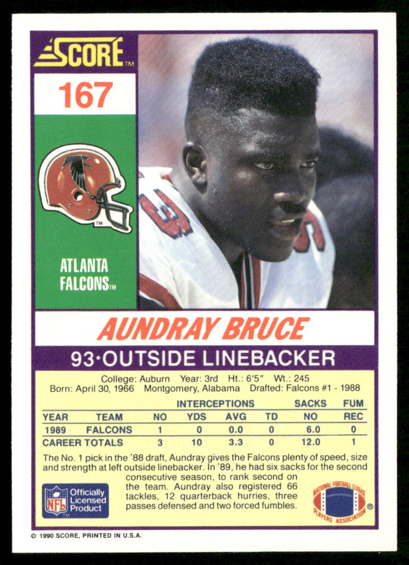 Aundray Bruce 1990 Score #167 Atlanta Falcons