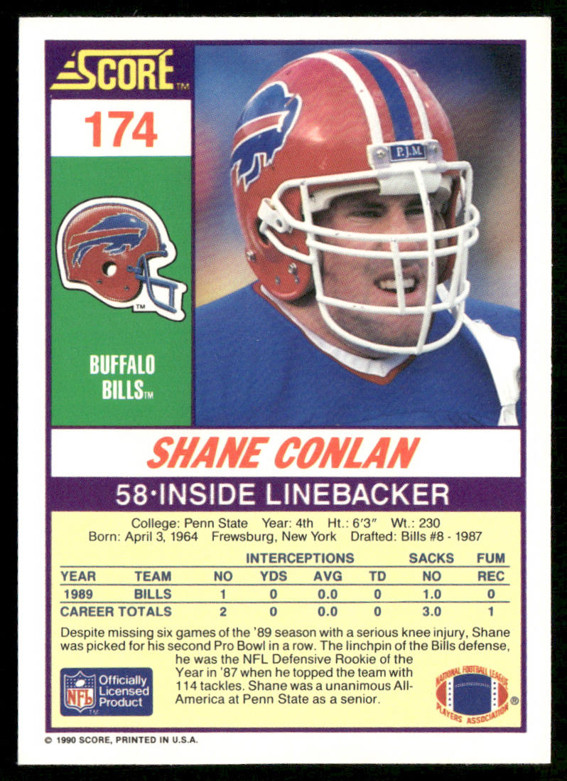 Shane Conlan 1990 Score #174 Buffalo Bills