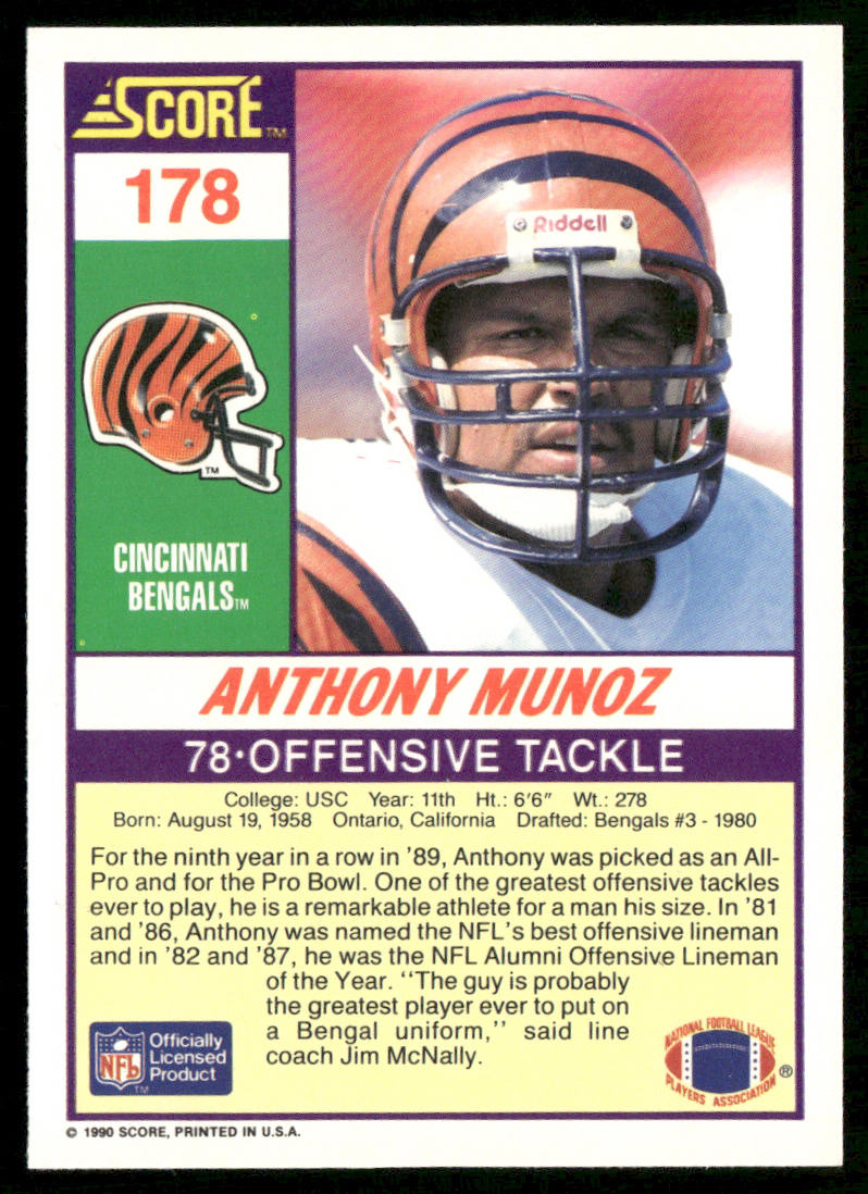 Anthony Munoz 1990 Score #178 Cincinnati Bengals