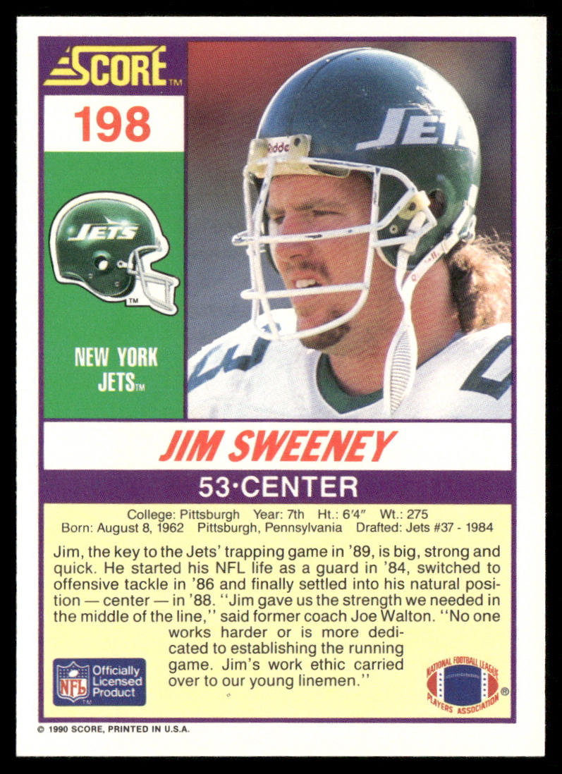 Jim Sweeney 1990 Score #198 New York Jets
