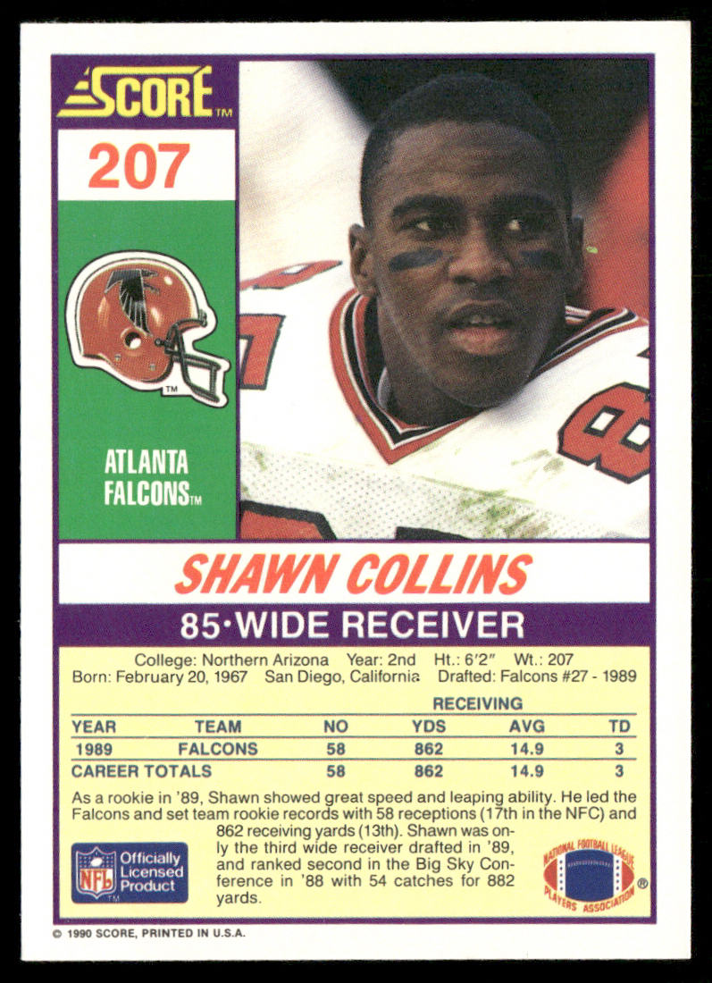 Shawn Collins 1990 Score #207 Atlanta Falcons