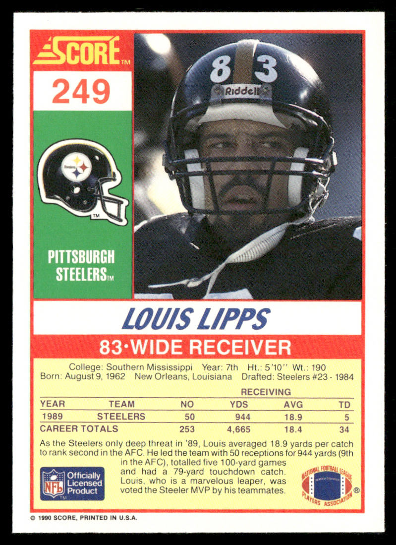 Louis Lipps 1990 Score #249 Pittsburgh Steelers