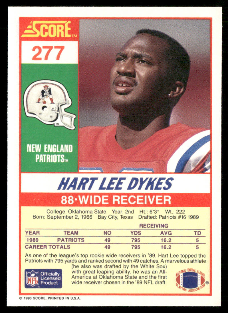 Hart Lee Dykes 1990 Score #277 New England Patriots