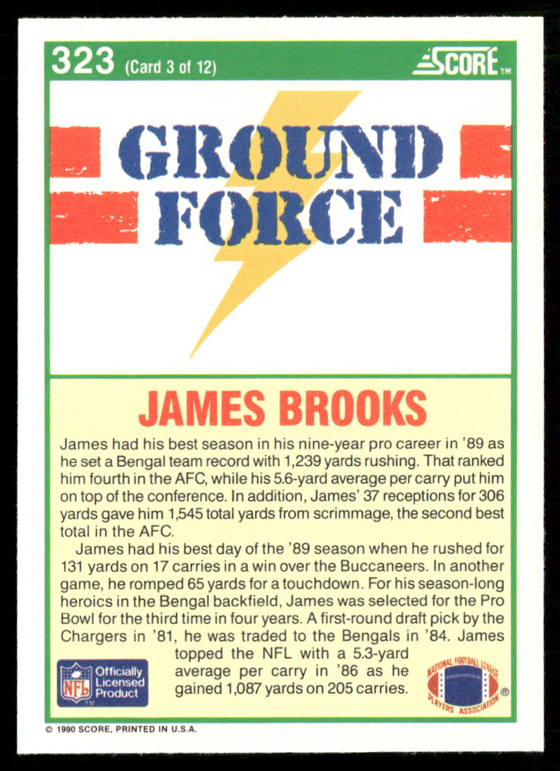James Brooks 1990 Score #323 Cincinnati Bengals