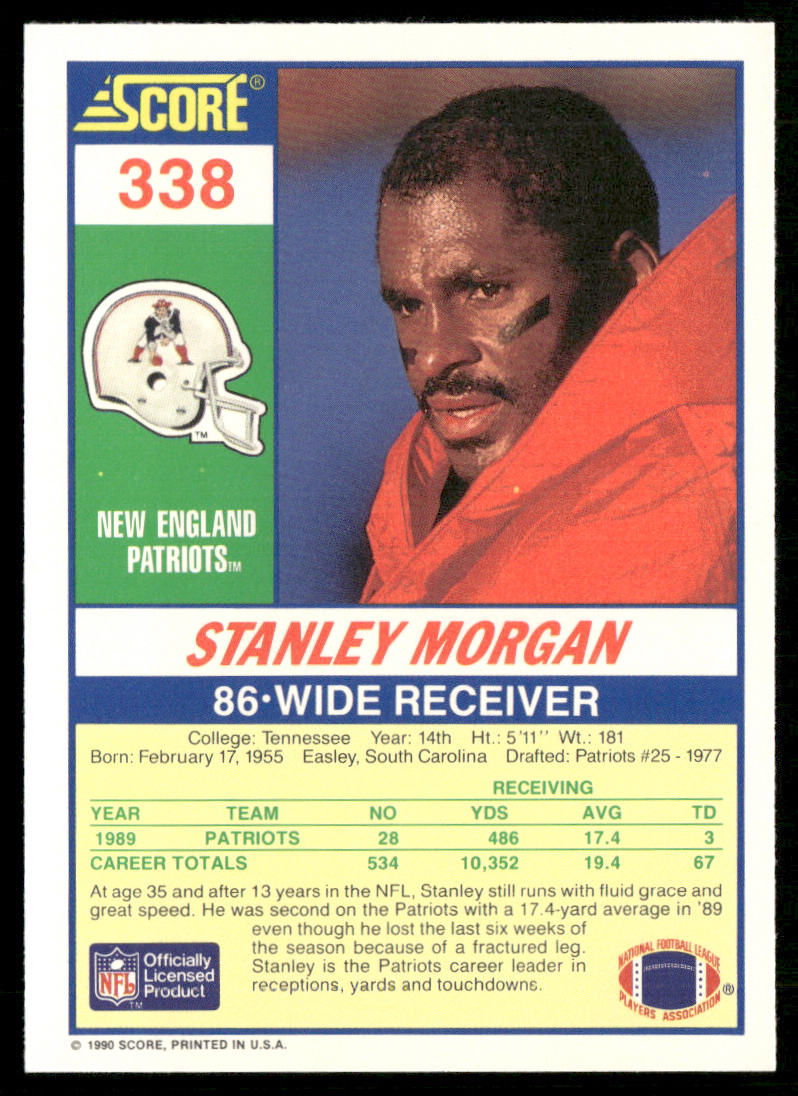 Stanley Morgan 1990 Score #338 New England Patriots