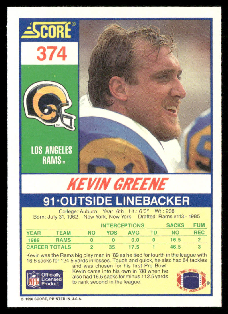 Kevin Greene 1990 Score #374 Los Angeles Rams