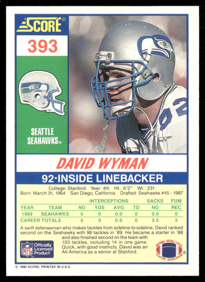 David Wyman 1990 Score #393 Seattle Seahawks