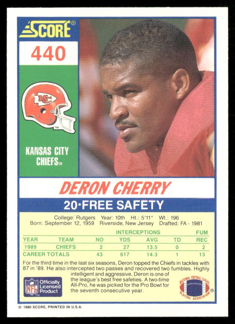 Deron Cherry 1990 Score #440 Kansas City Chiefs