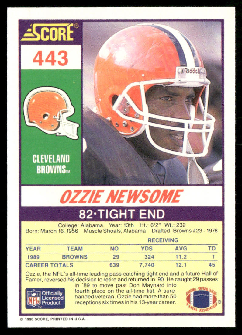 Ozzie Newsome 1990 Score #443 Cleveland Browns