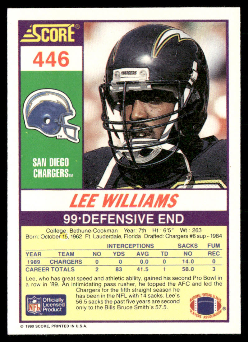 Lee Williams 1990 Score #446 San Diego Chargers