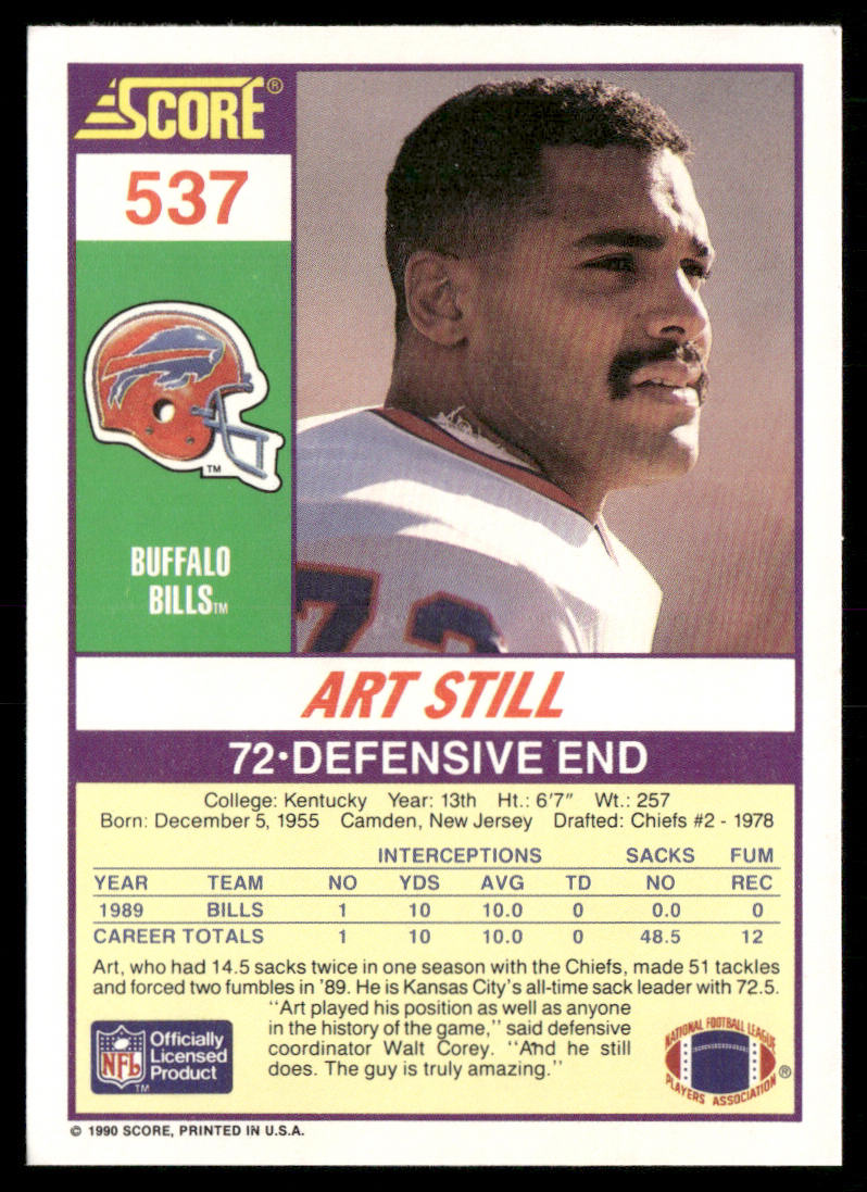 Art Still 1990 Score #537 Buffalo Bills