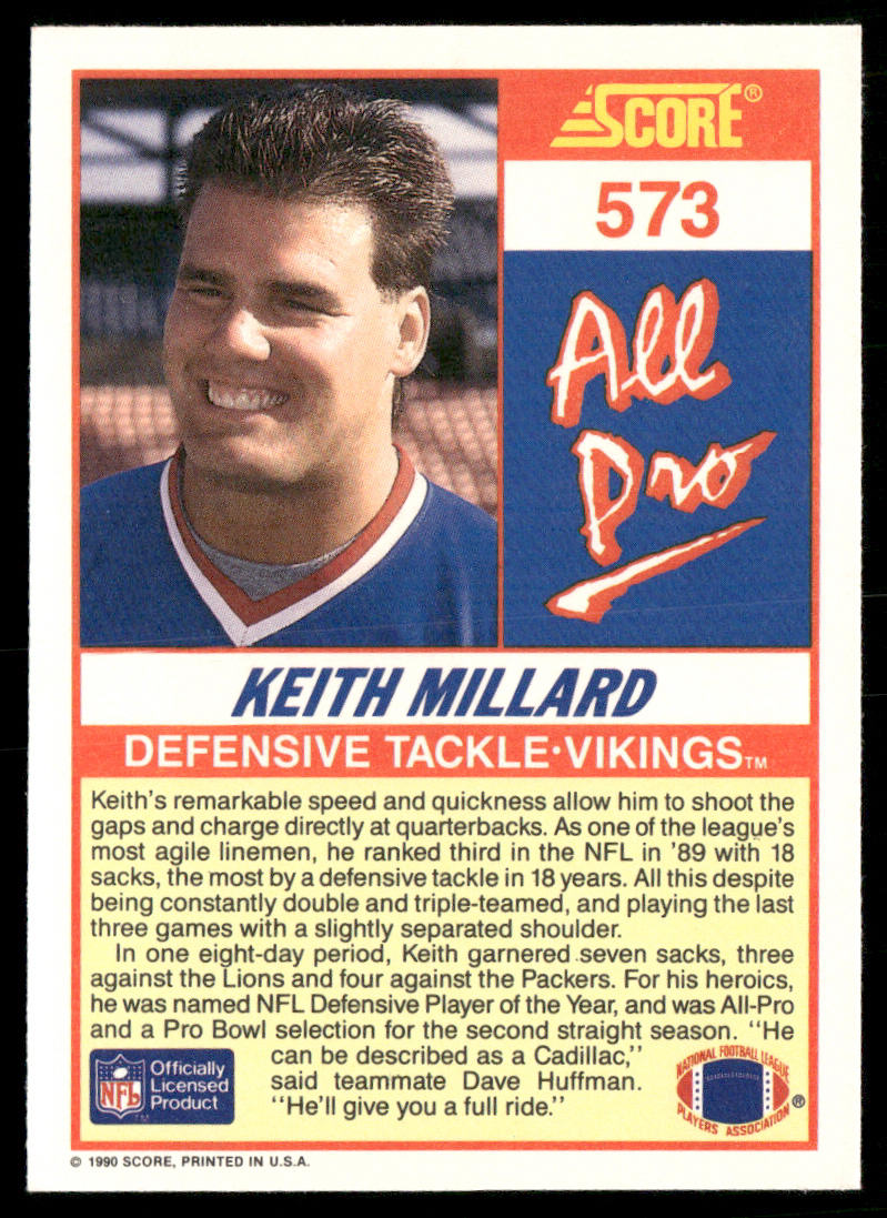 Keith Millard 1990 Score #573 Minnesota Vikings
